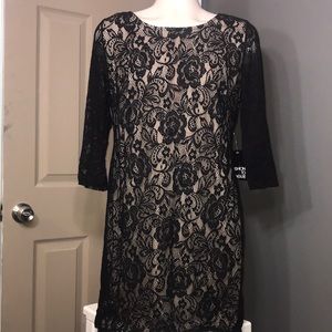 NWT Black Lace Up Back Cocktail Dress